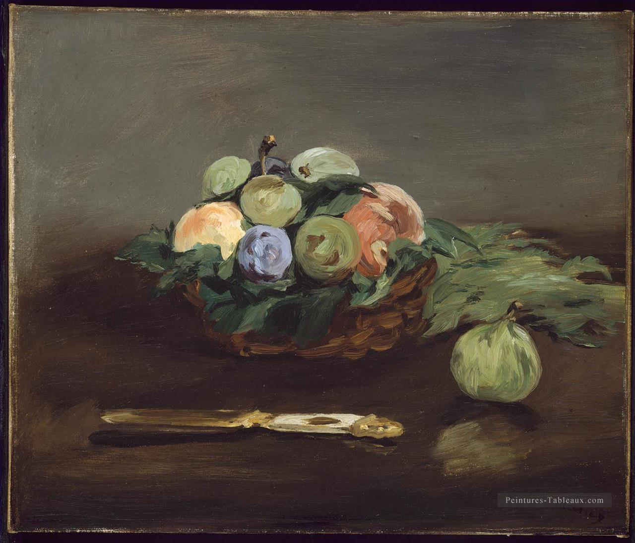 Panier de fruits Nature morte impressionnisme Édouard Manet Peintures à l'huile
